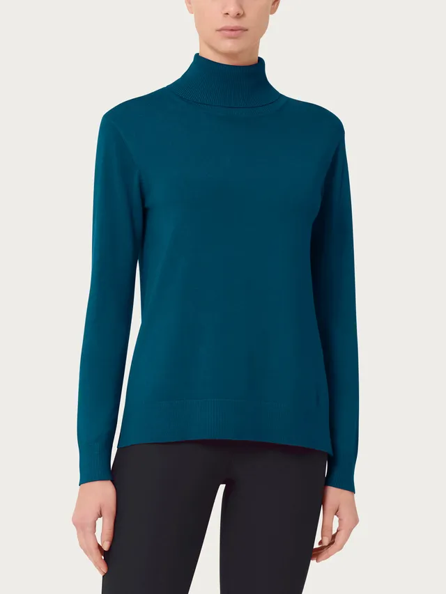 Ragno Four Seasons Turtleneck maglia dolcevita blu stagno viscosa
