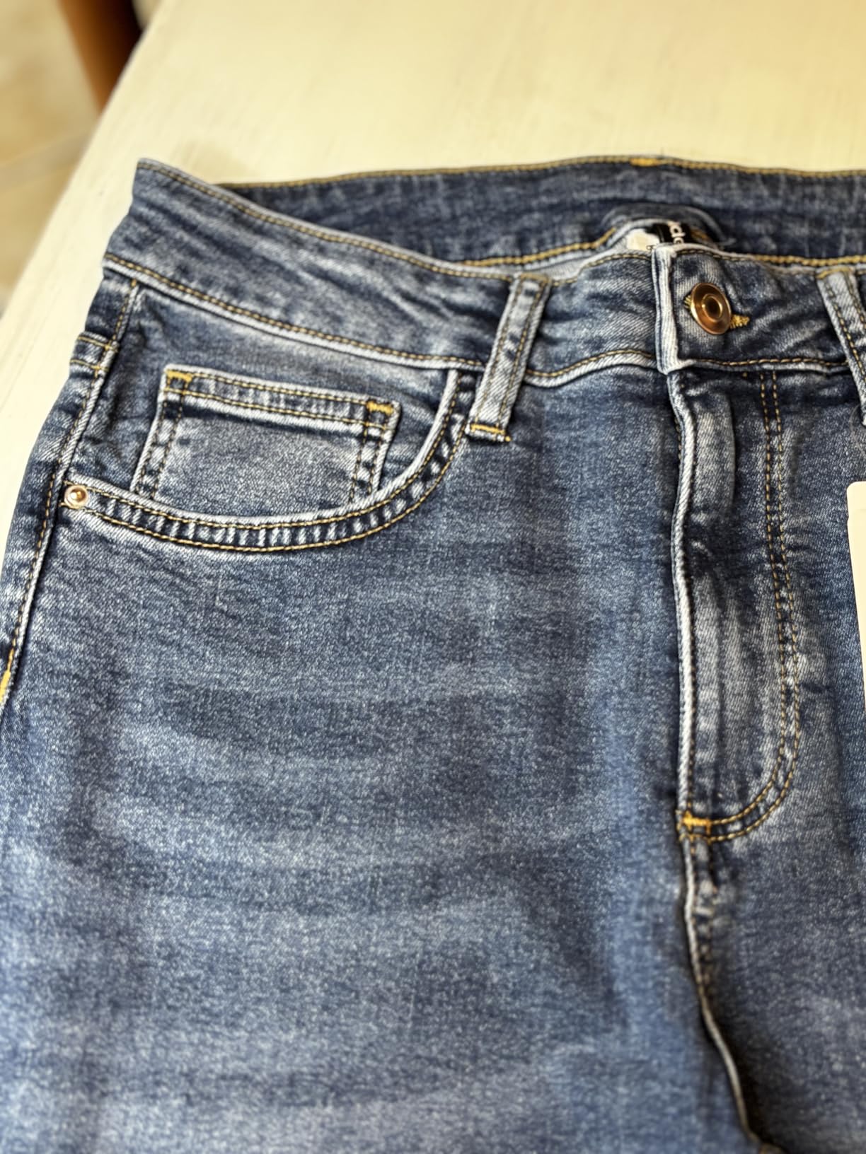 Goldenpoint Jeans Flare Denim Sfrangiato Blu Notte