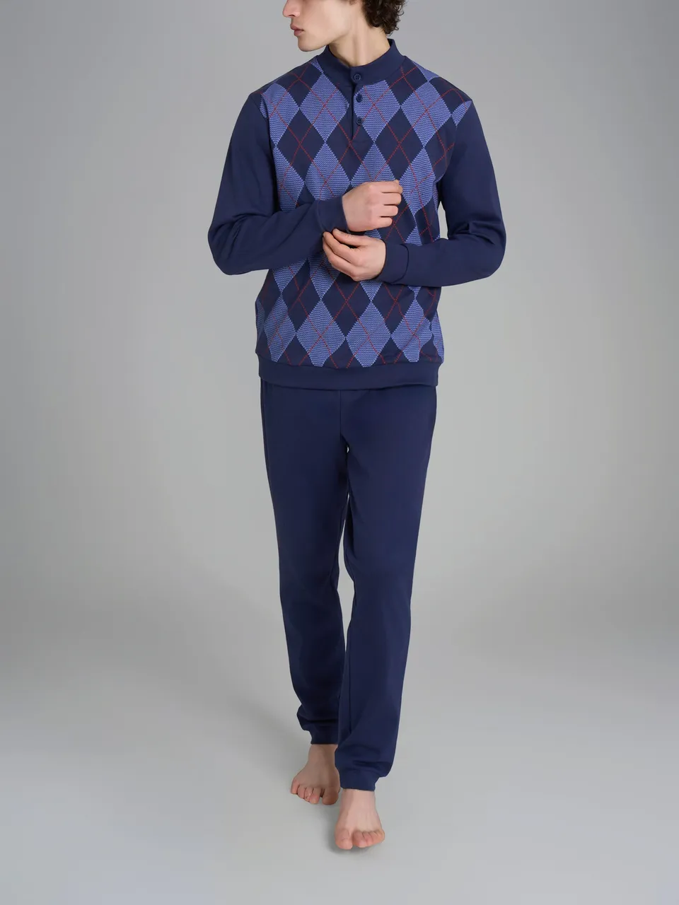 Ragno Interlock Pigiama Tartan Collo Lupetto pigiama Naval Academy cotone