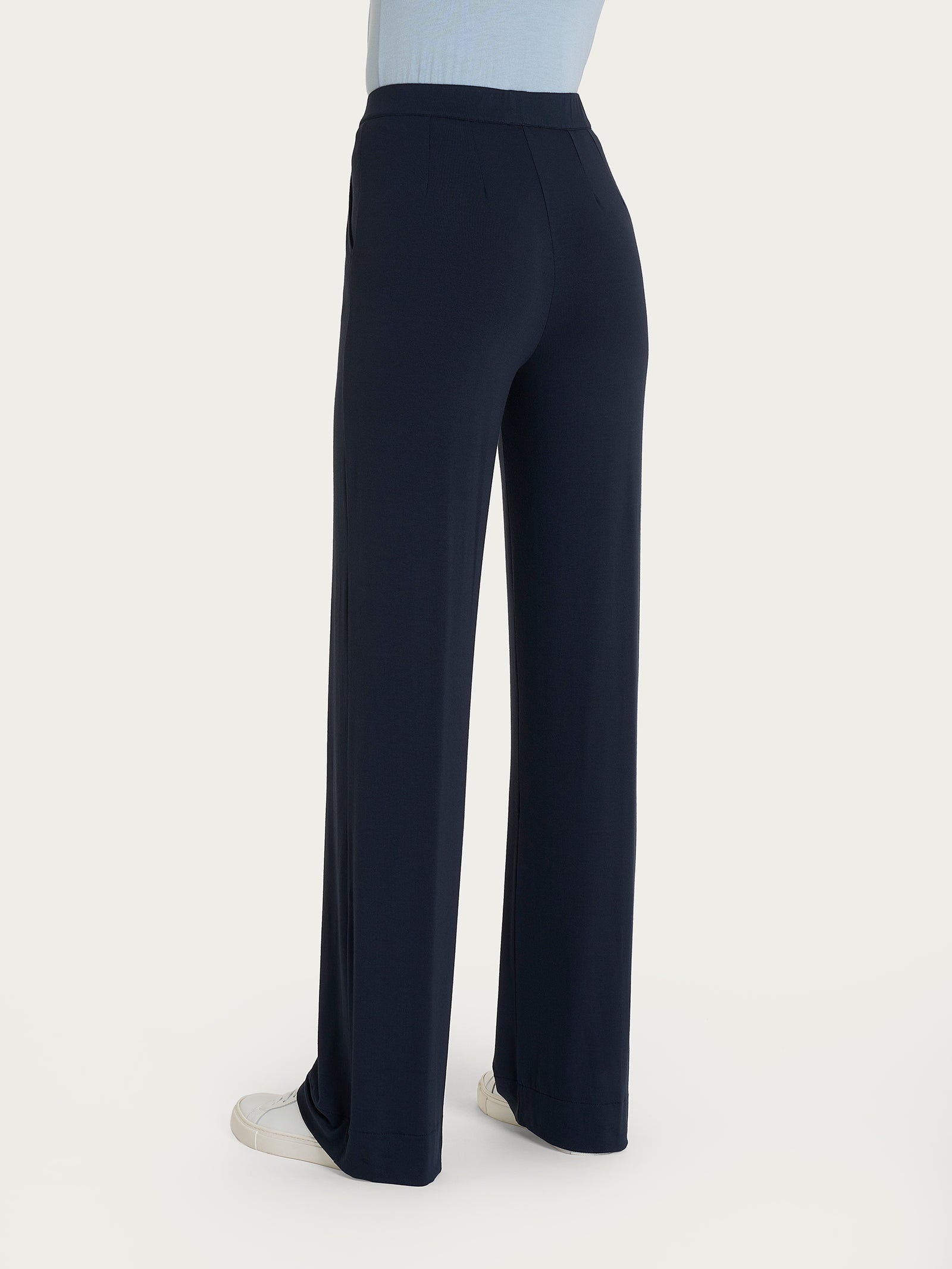Ragno Viscosa Crepe Pantalone Ampio Bleu wide leg