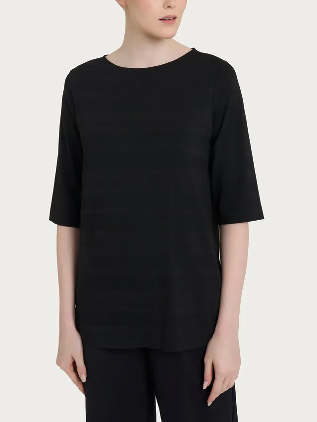 Ragno Viscosa Summer T-shirt righe lurex maglia nera