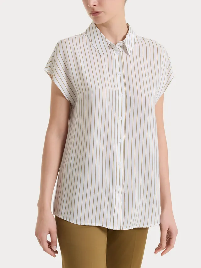 Ragno EcoSeta camicia righe manica corta bianca