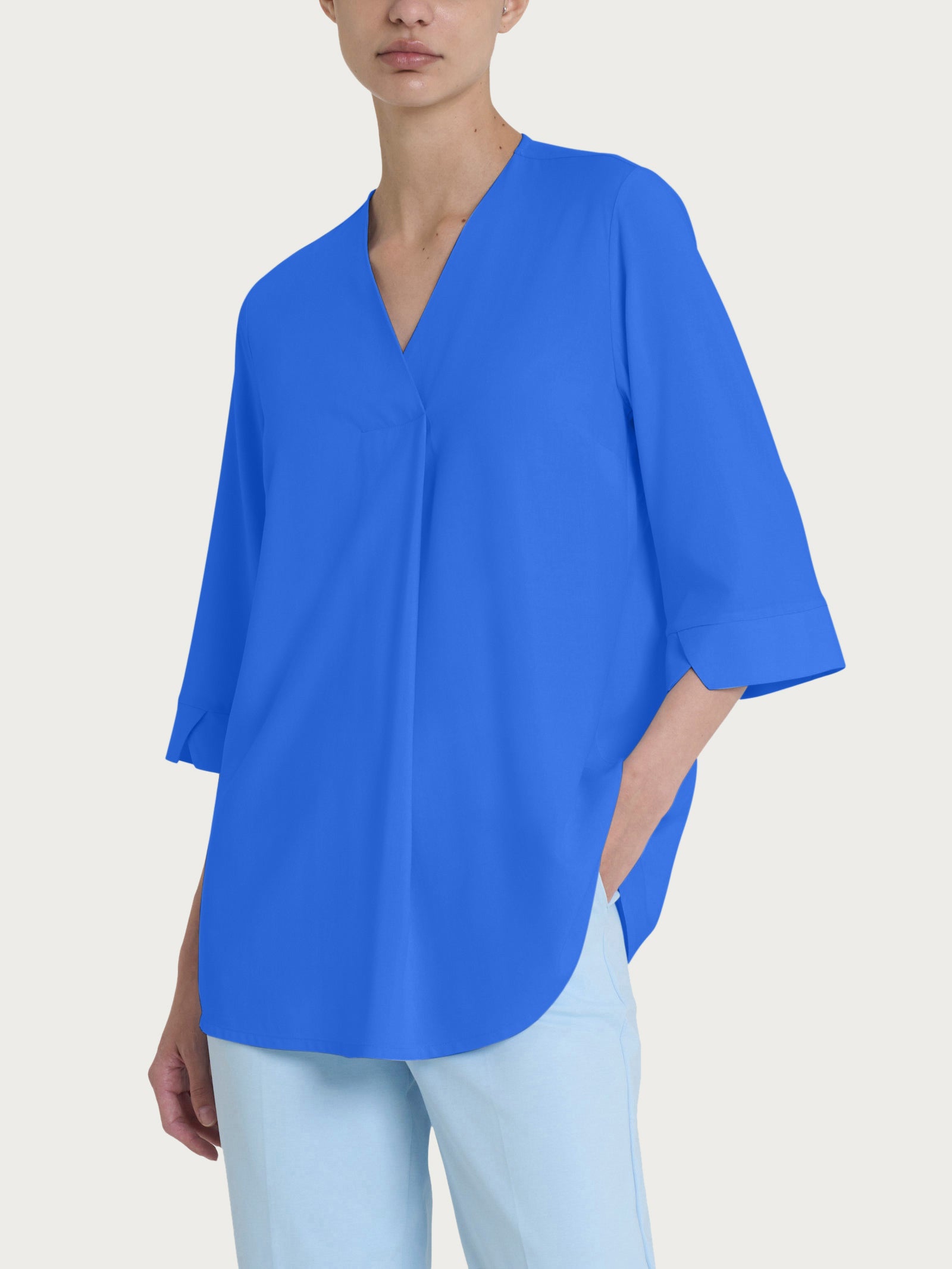 Ragno Ecoseta blusa scollo V dazzling blue viscosa