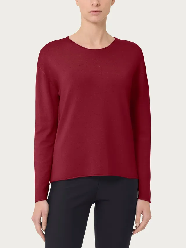 Ragno Four Seasons maglia girocollo asimmetrica Tibetan Red viscosa