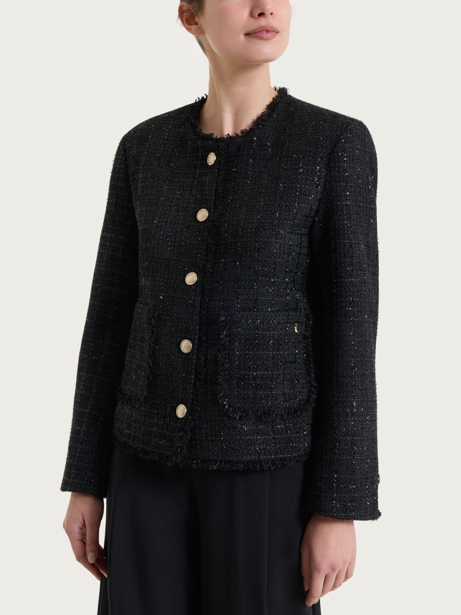 Ragno Compact giacca corta bouclé Fant.Nero poliestere