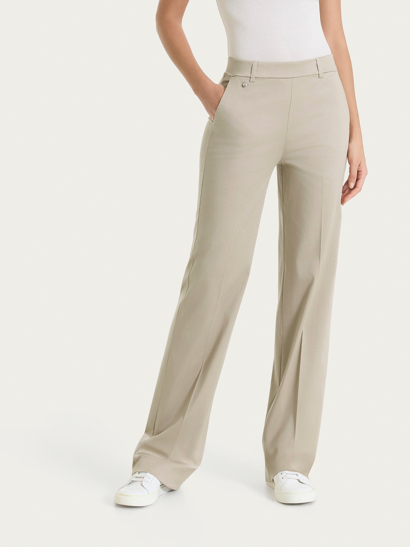 Ragno Satin Power pantalone dritto risvolto Crockery cotone