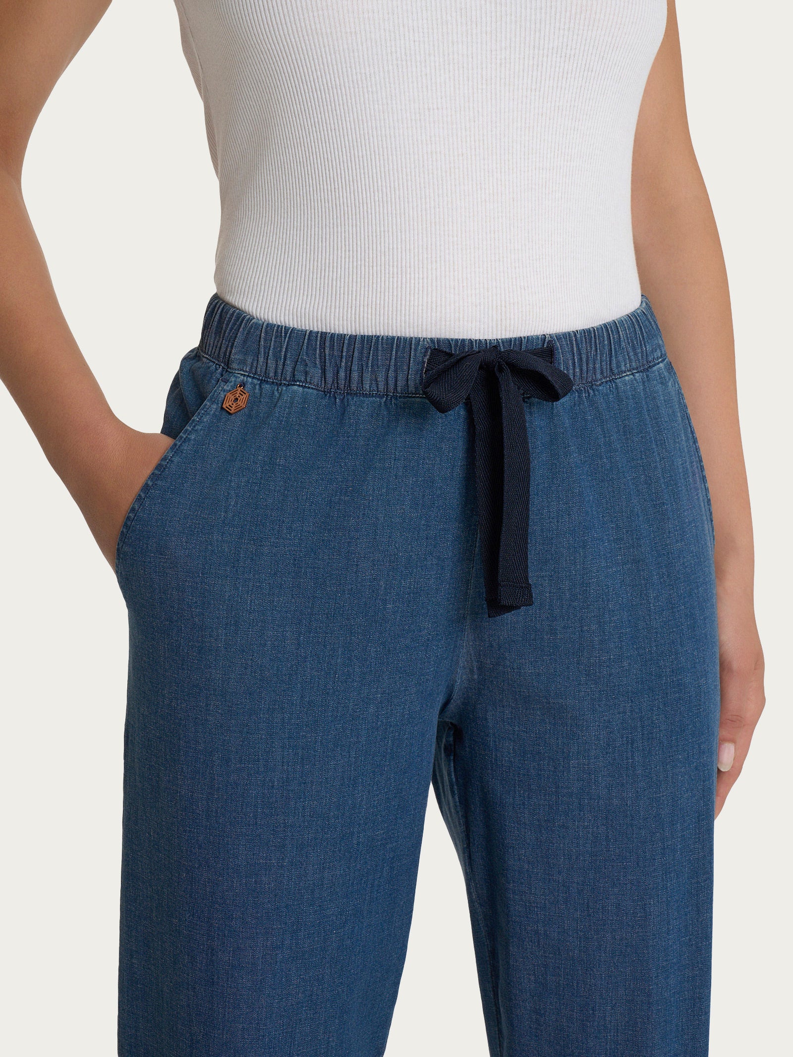 Ragno Super Light Denim Jeans Jogger Donna Indigo Elastico