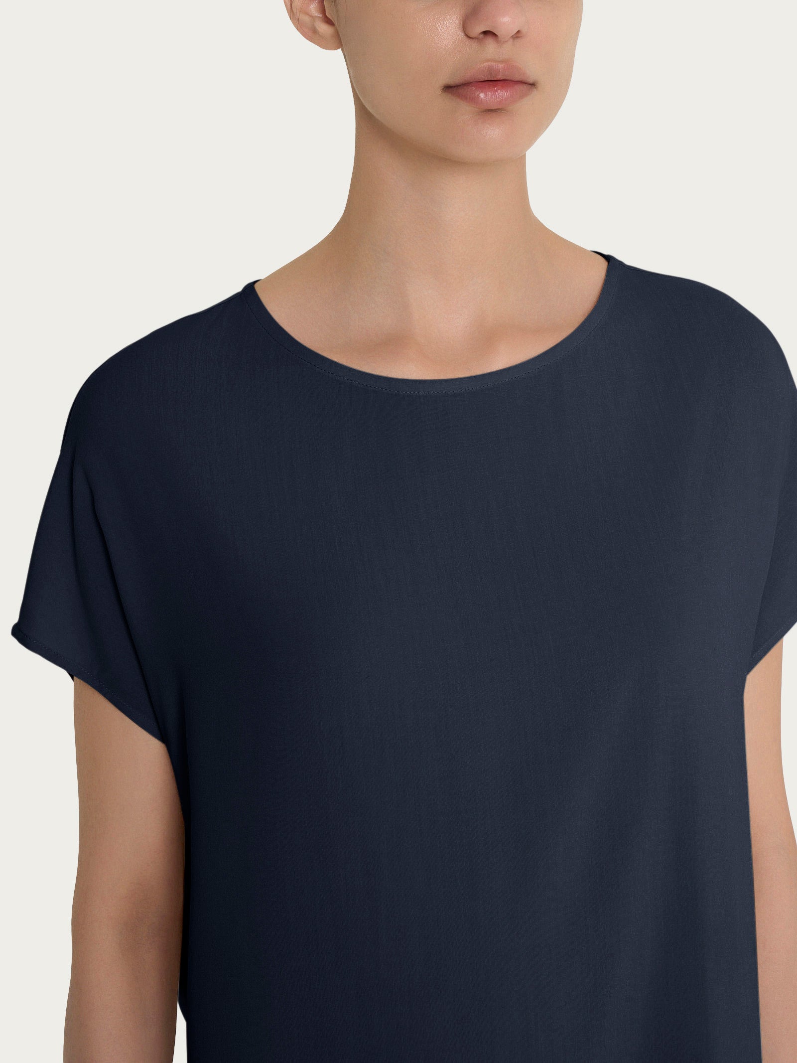 Ragno EcoSeta blusa kimono Bleu viscosa manica corta