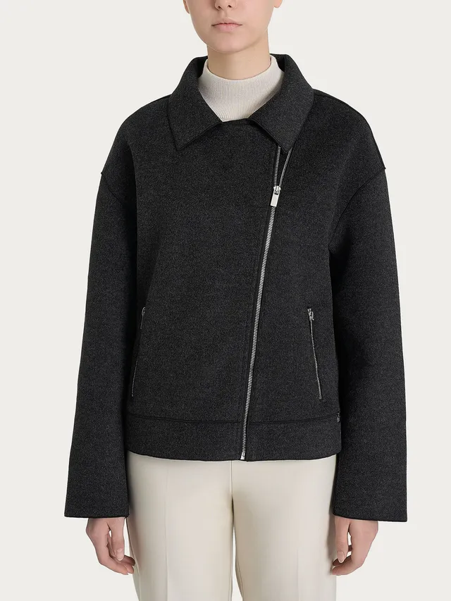 Ragno Vegan Wool Giacca Chiodo scura con zip