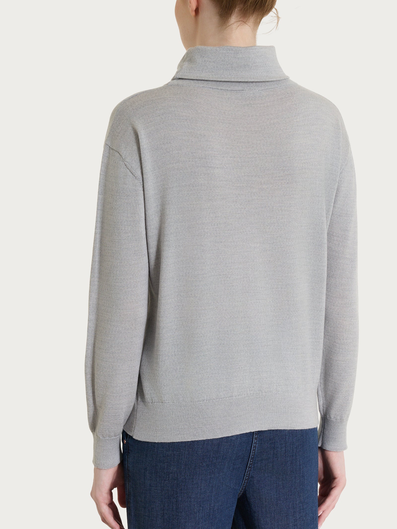 Ragno Merino Soft Maglia con Collo a Ciambella Grey Mel. lana vera