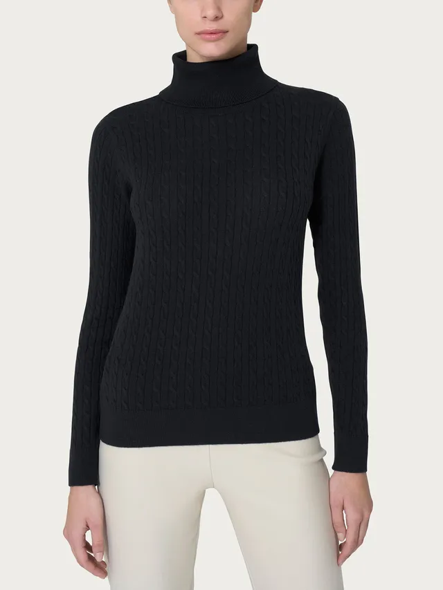Ragno Super Soft Dolcevita Maglia Donna Nero Misto Viscosa