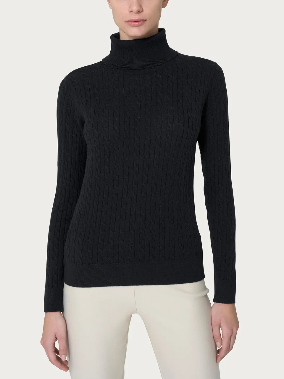 Ragno Super Soft Dolcevita Maglia Donna Nero Misto Viscosa