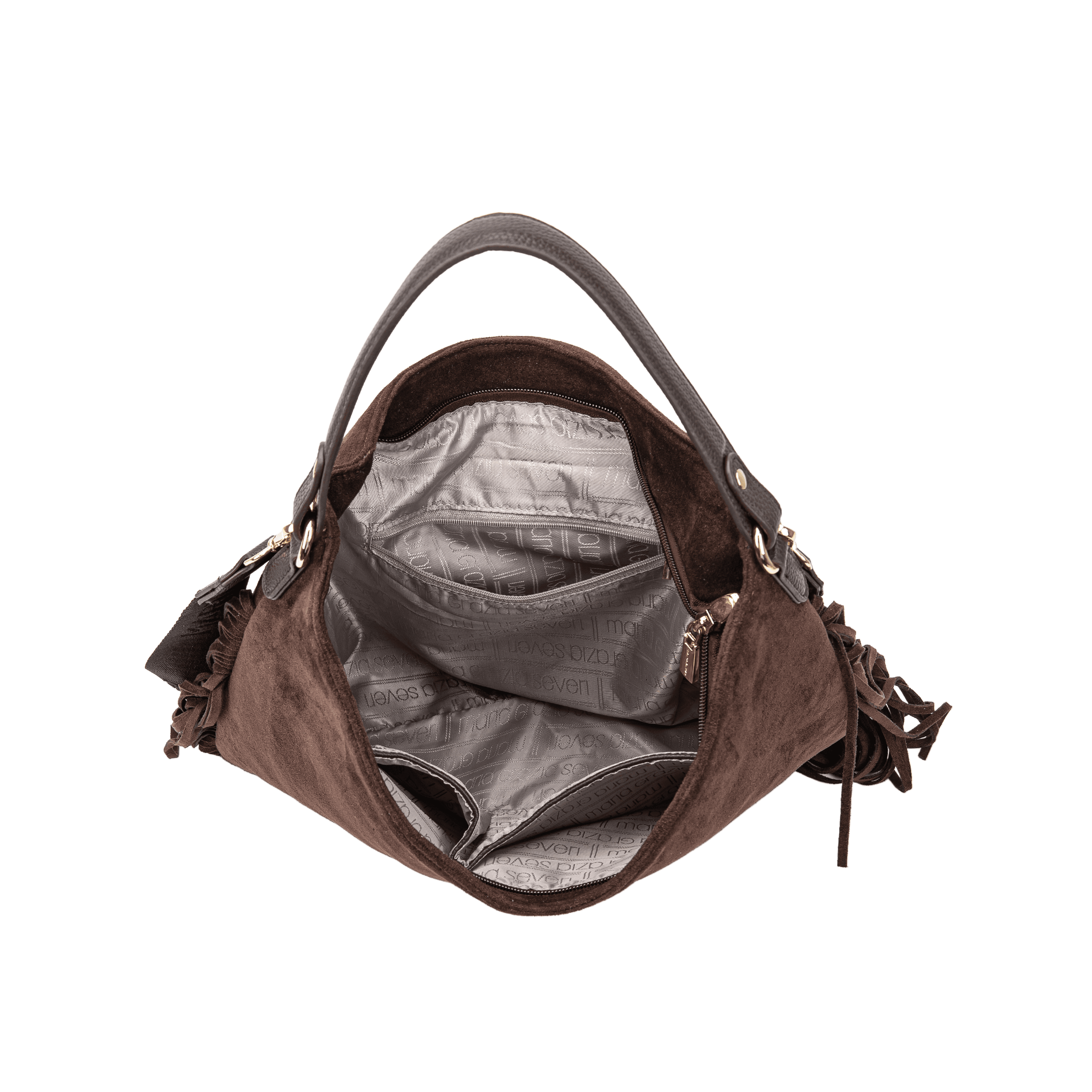 Maria Grazia Severi D8870 borsa hobo frange marrone tracolla