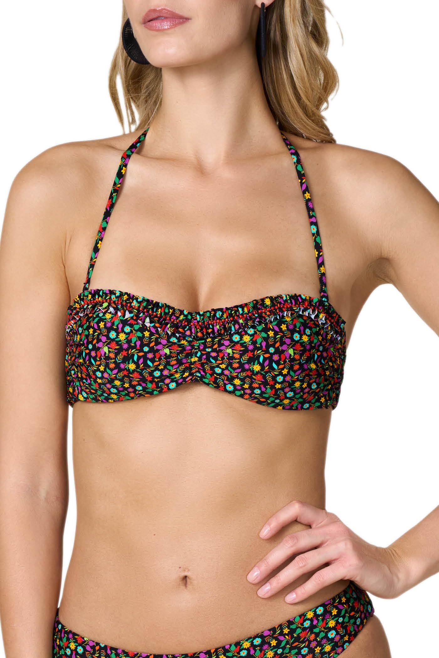 Goldenpoint Wonderland top bikini fascia floreale rouches