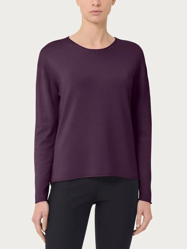 Ragno Four Seasons maglia donna girocollo Plum Perfect asimmetrica