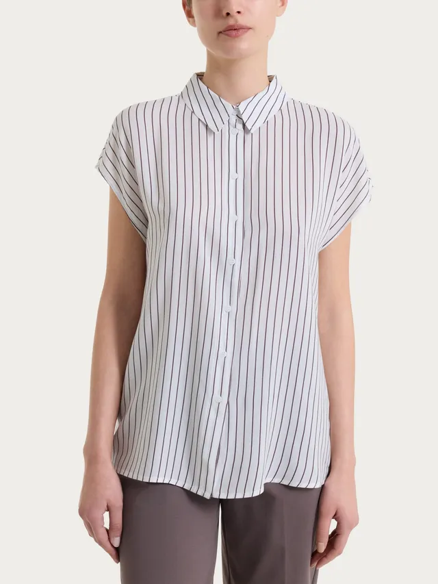 Ragno Camicia Righe Donna Raisin Manica Corta Ecoseta Viscosa