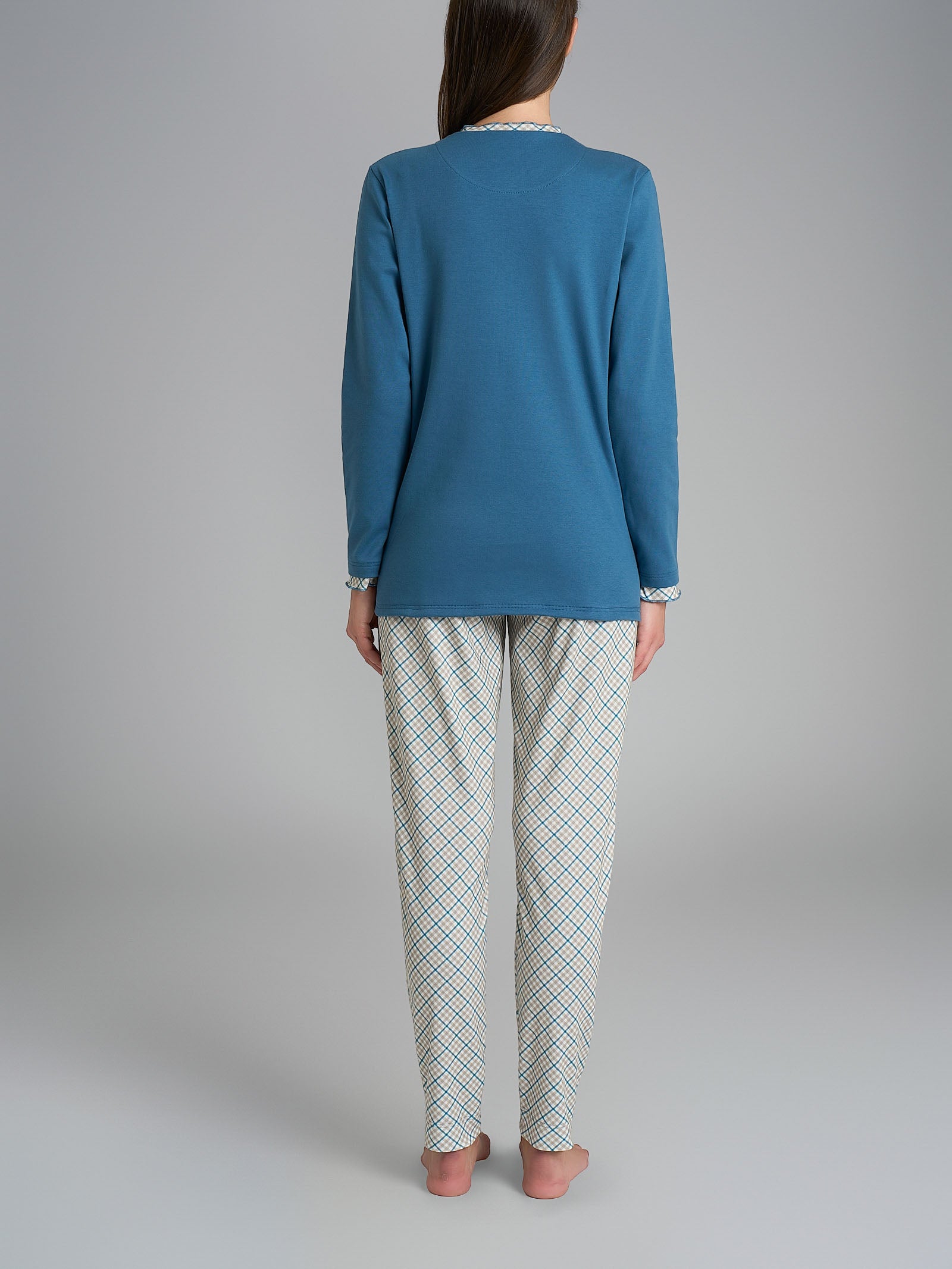 Ragno Sweet Emotion pigiama serafino cotone Real Teal Tartan