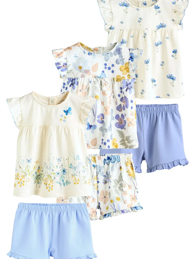 Next magliette con volant e shorts neonata 80-86 6 pezzi