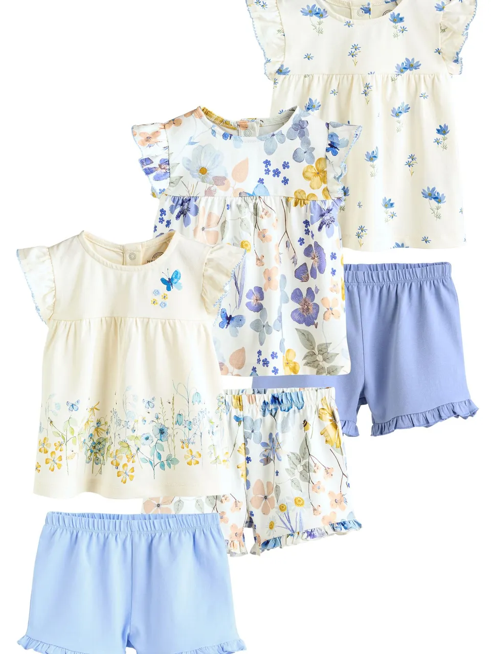 Next magliette con volant e shorts neonata 80-86 6 pezzi