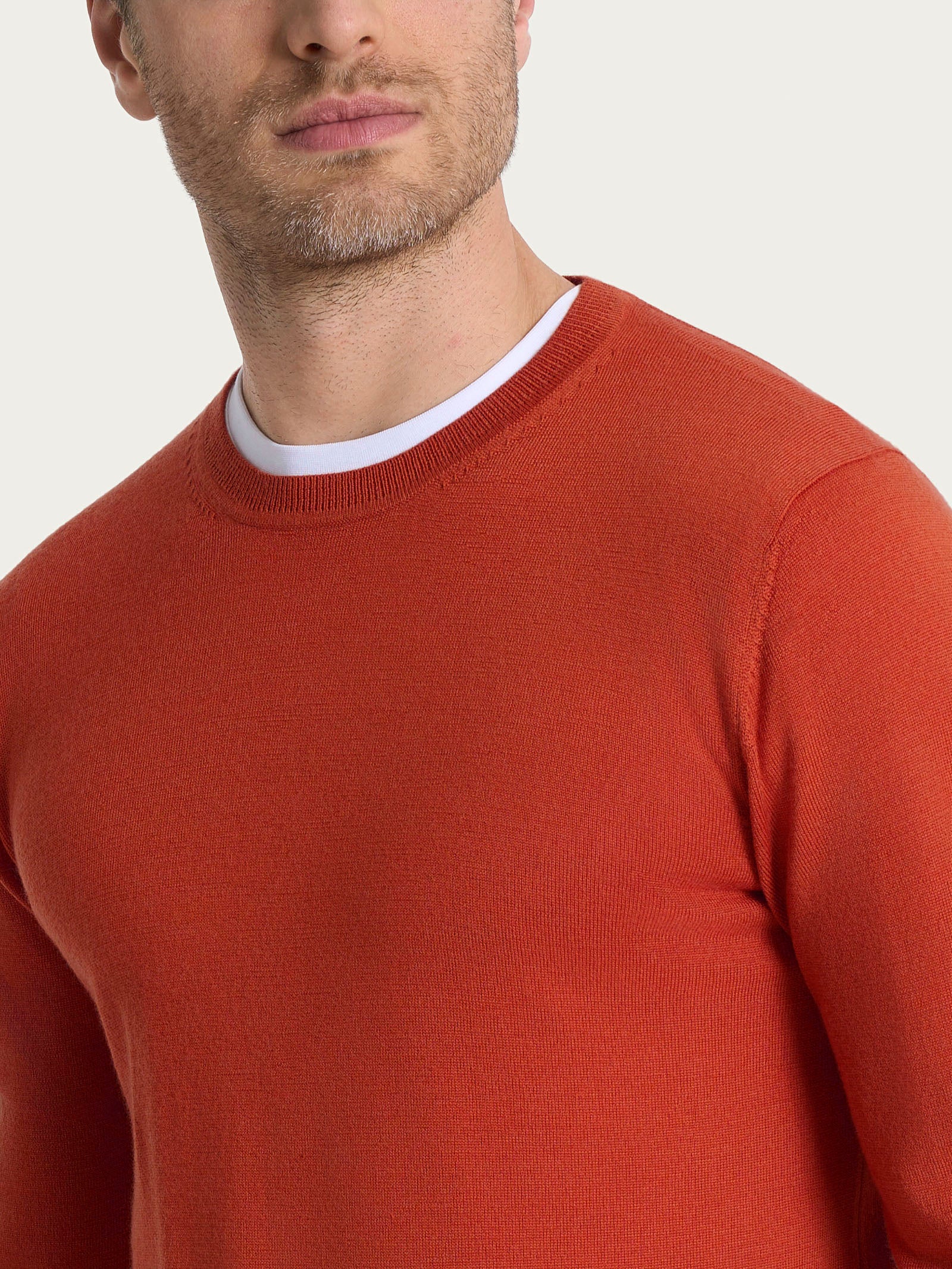Ragno Merino Soft pull girocollo Rust lana merino uomo