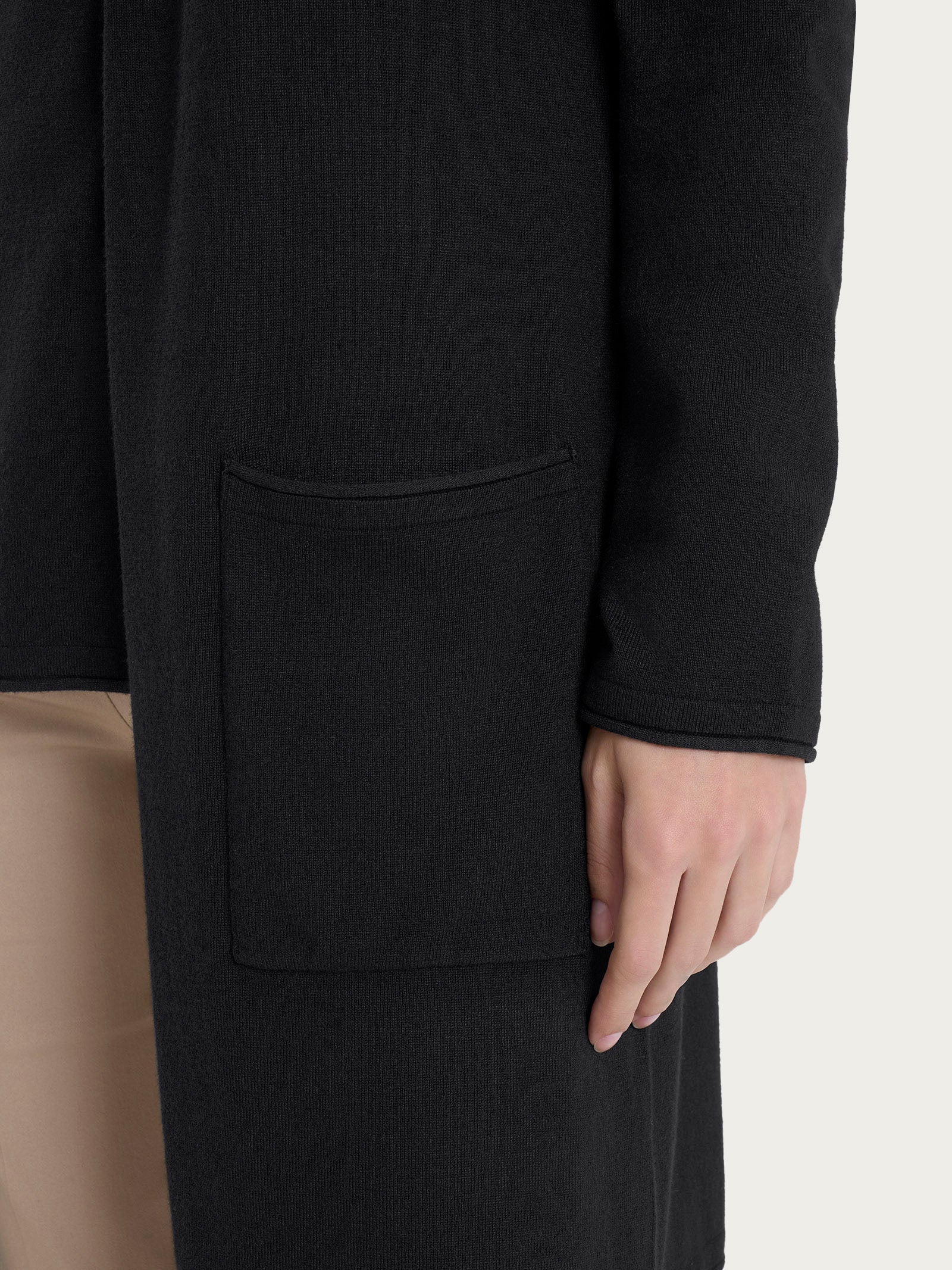 Ragno Summertime cardigan lungo aperto viscosa Nero tasche
