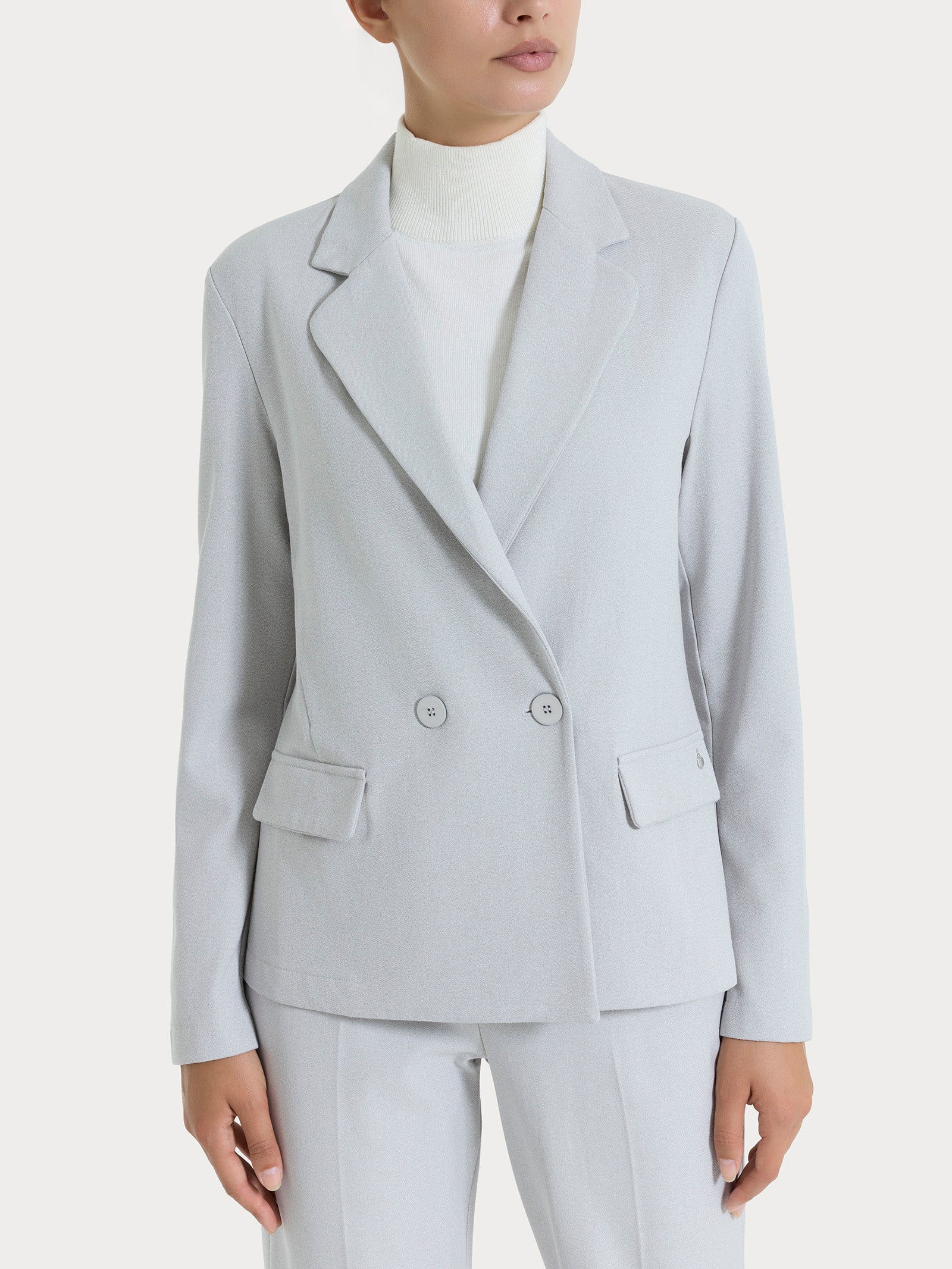 Ragno blazer doppio petto flanella ghiaia melange elegante