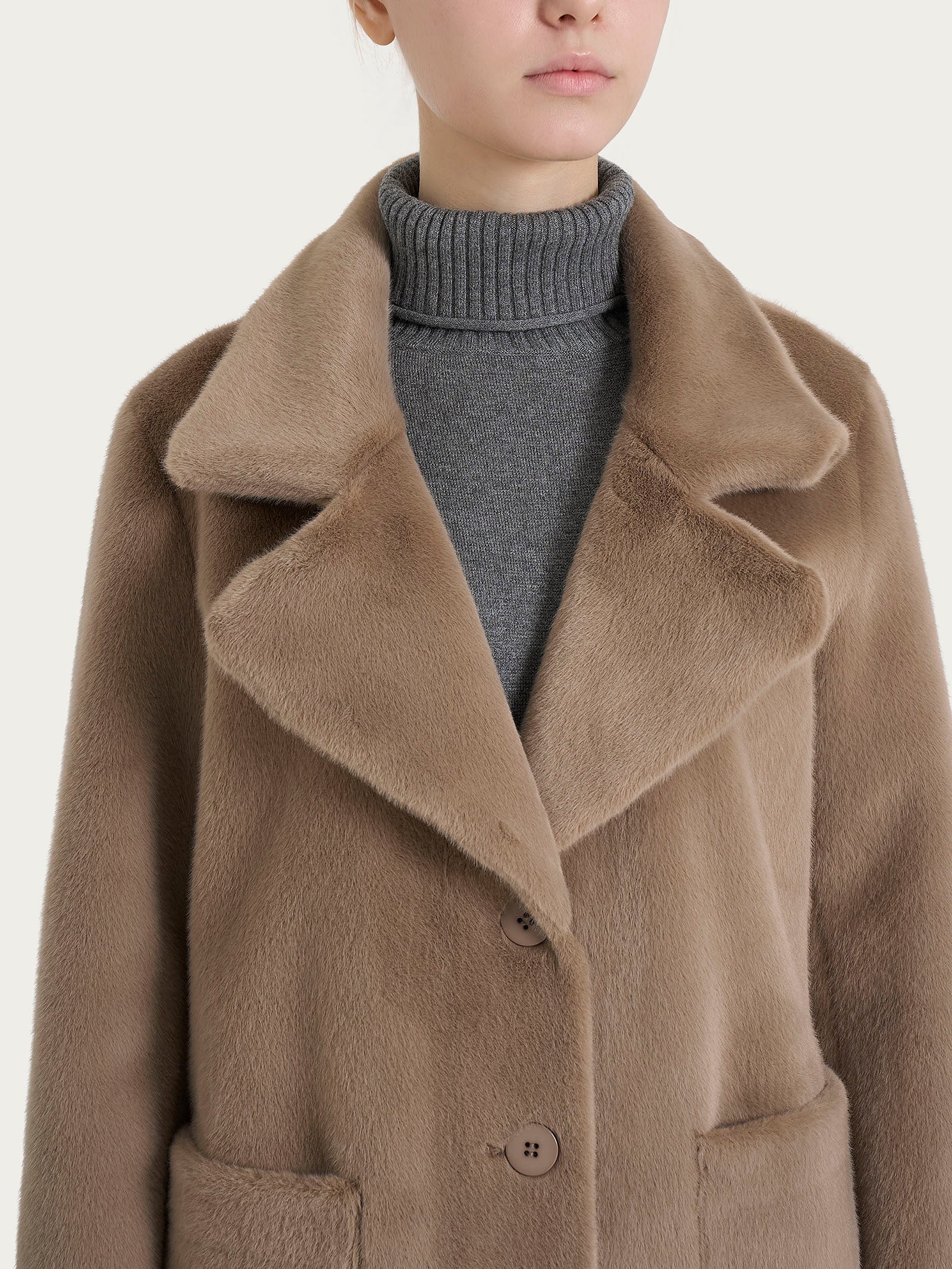 Ragno cappotto lungo double-face Vegan Shearling marrone