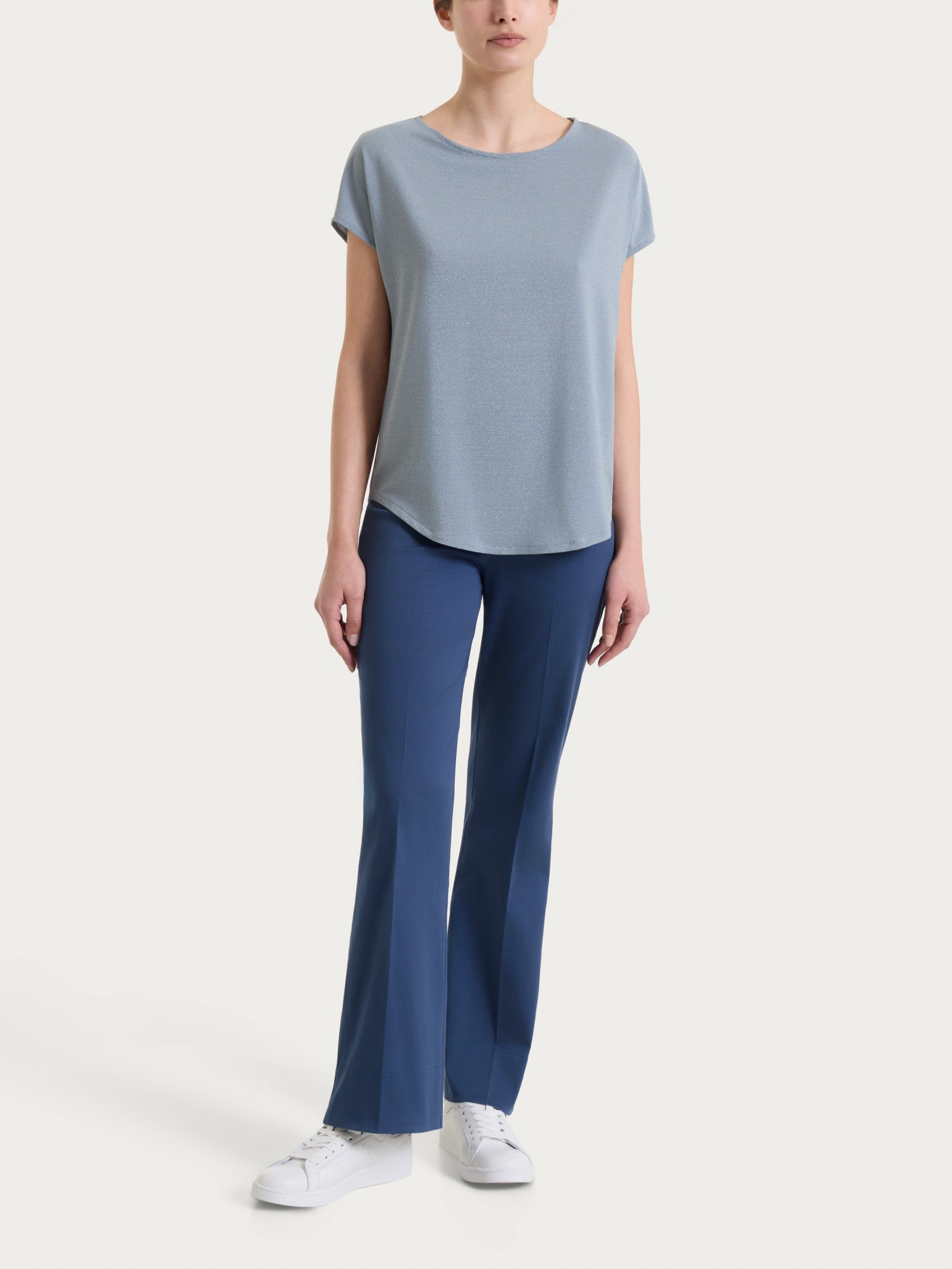 Ragno Summer Light Maglietta Kimono Dusty Blue righe lurex