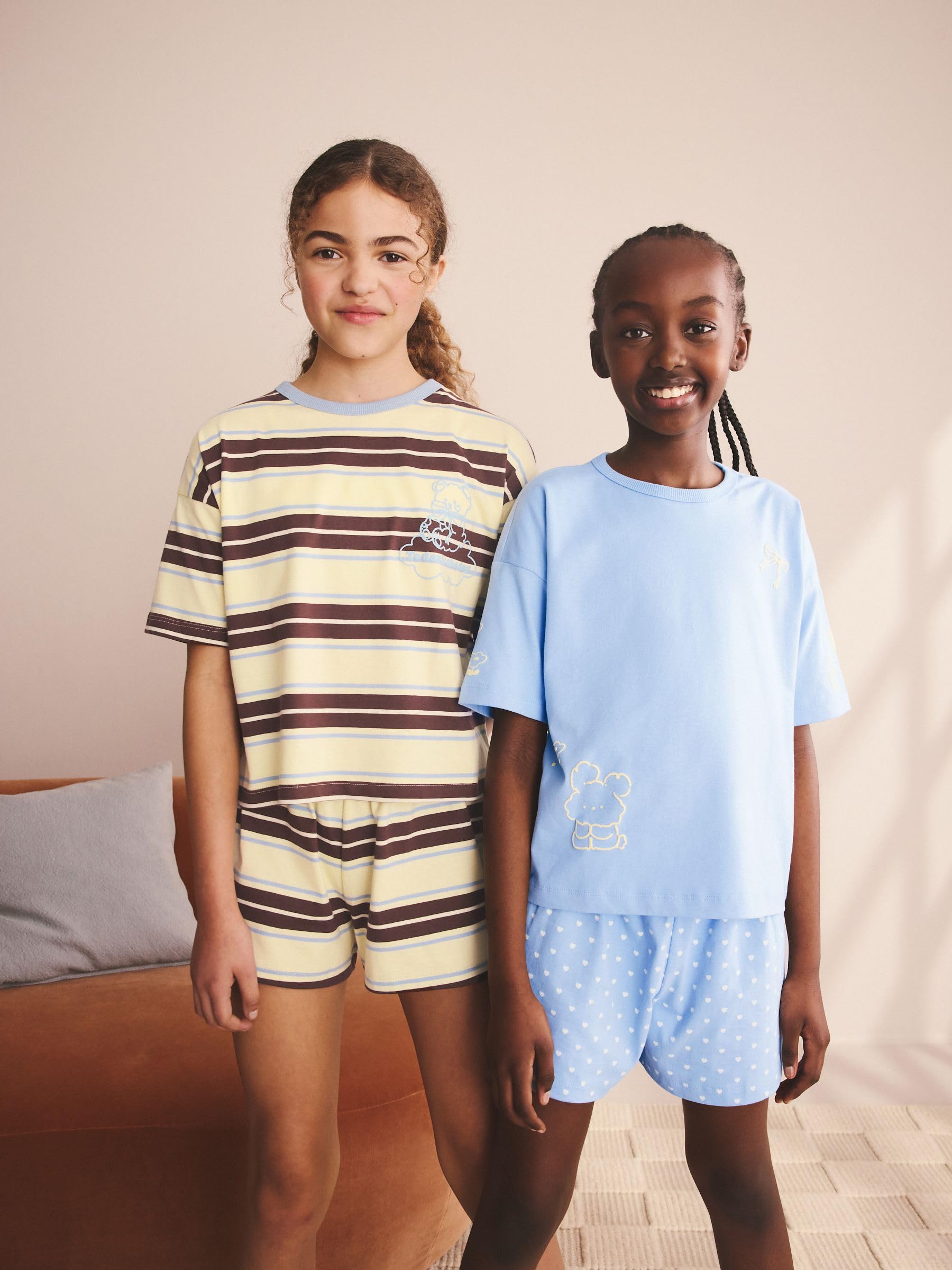 Next pigiama corto bambina 152 a righe confezione 2 pezzi