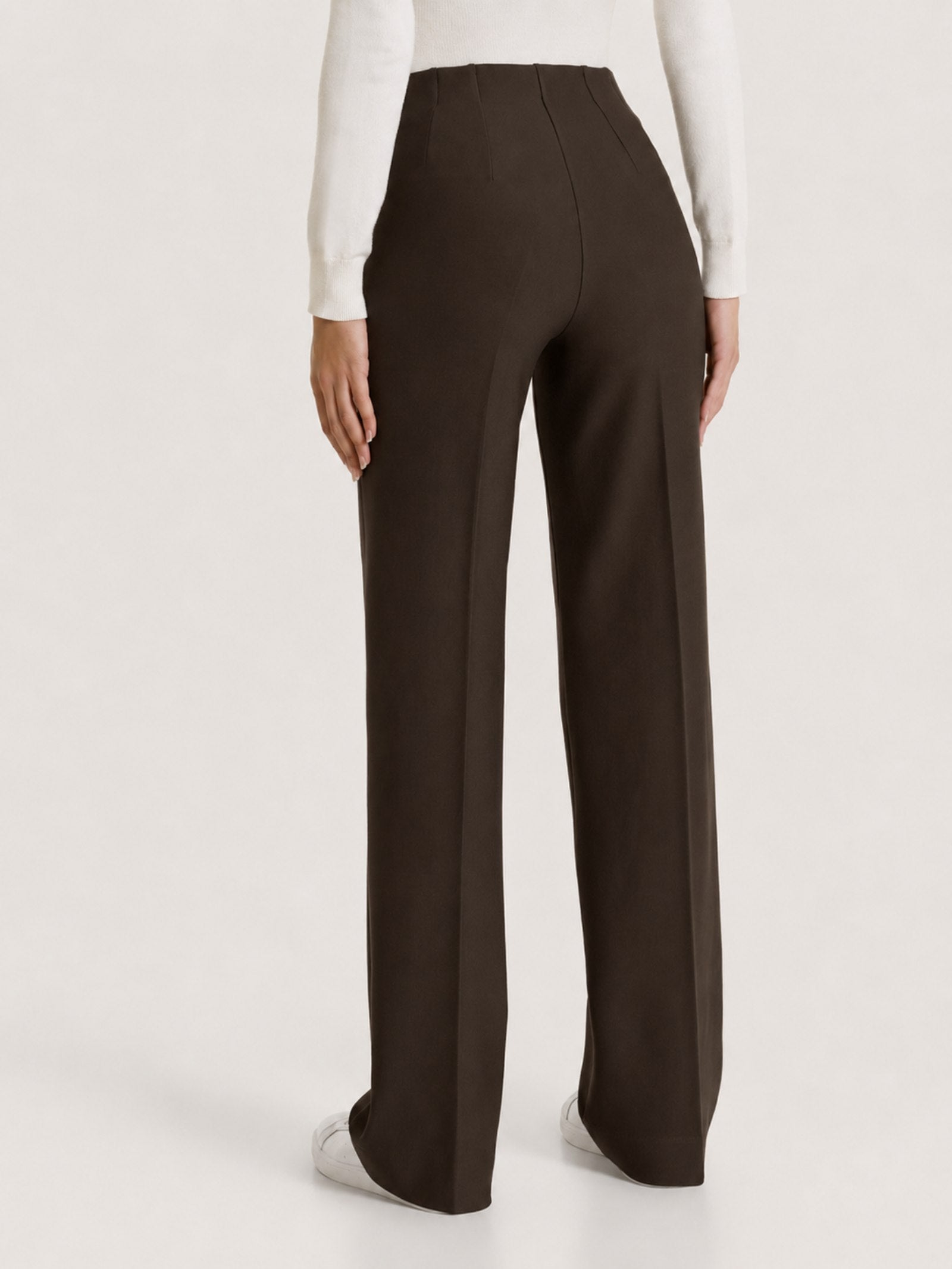 Ragno Compact Pantalone ampio Chocolate viscosa elasticizzata