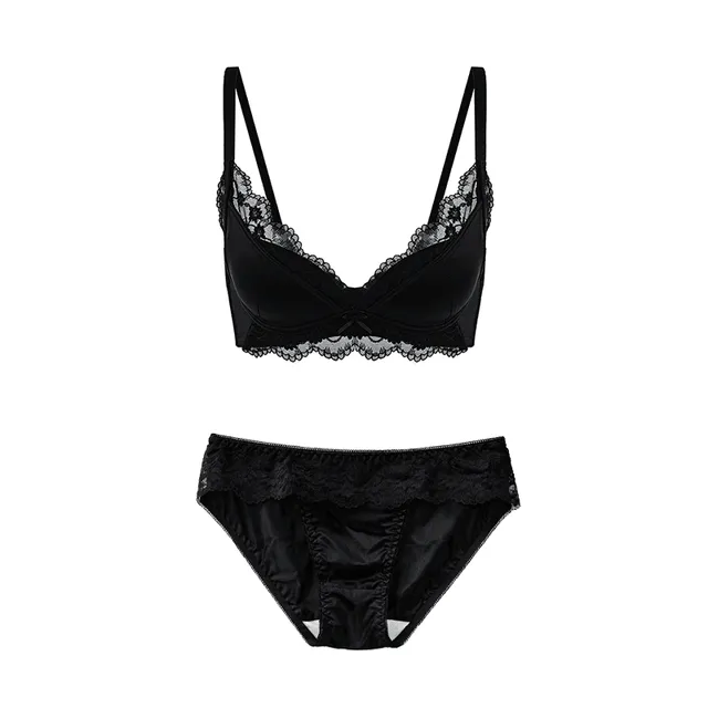 Maria Grazia Severi Midnight completo intimo nero raso e pizzo senza ferretto
