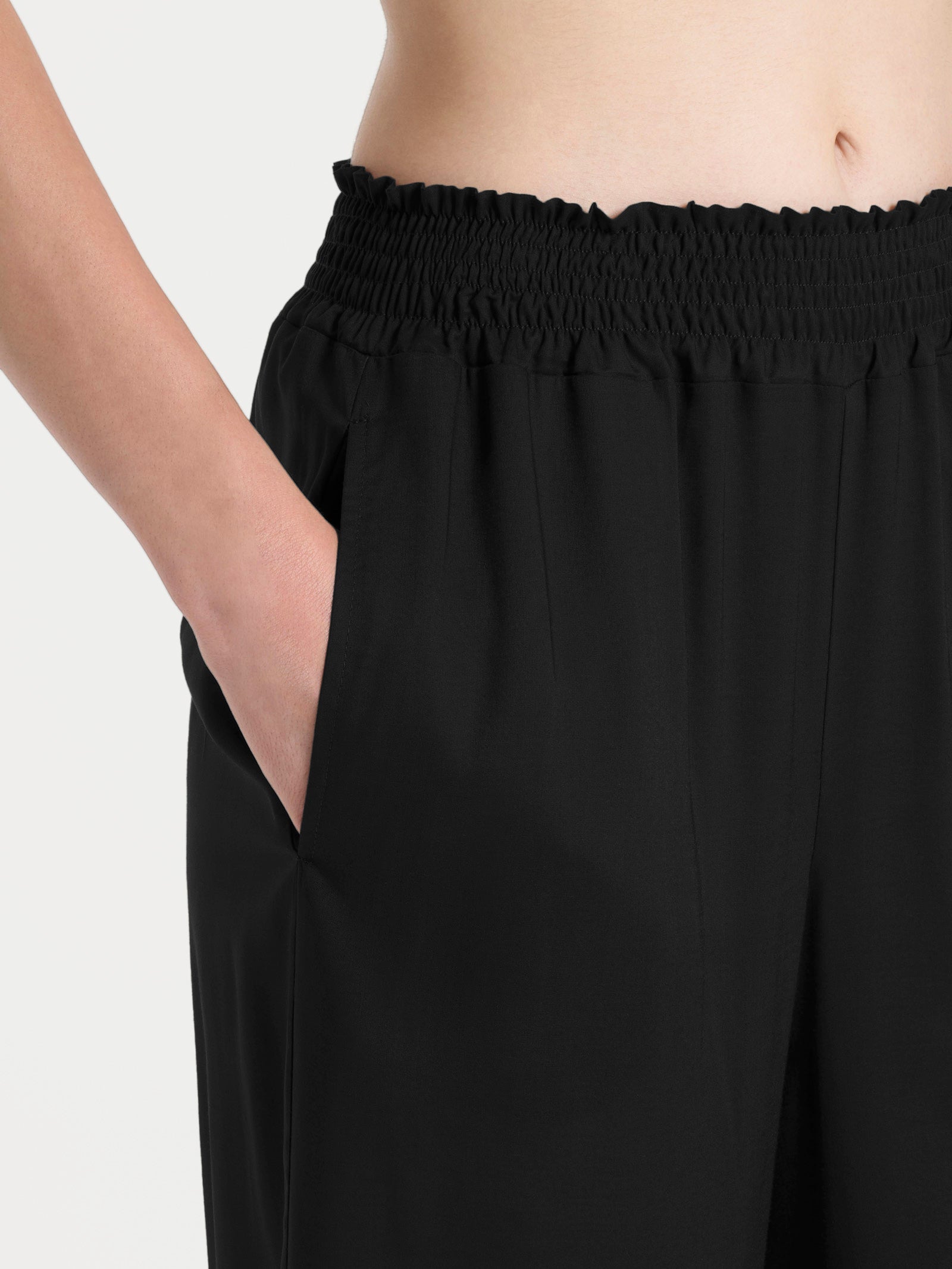 Ragno Ecoseta Pantalone Cropped Nero wide leg