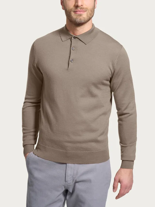 Ragno Merino Soft polo lana uomo Weathered Teak pura lana