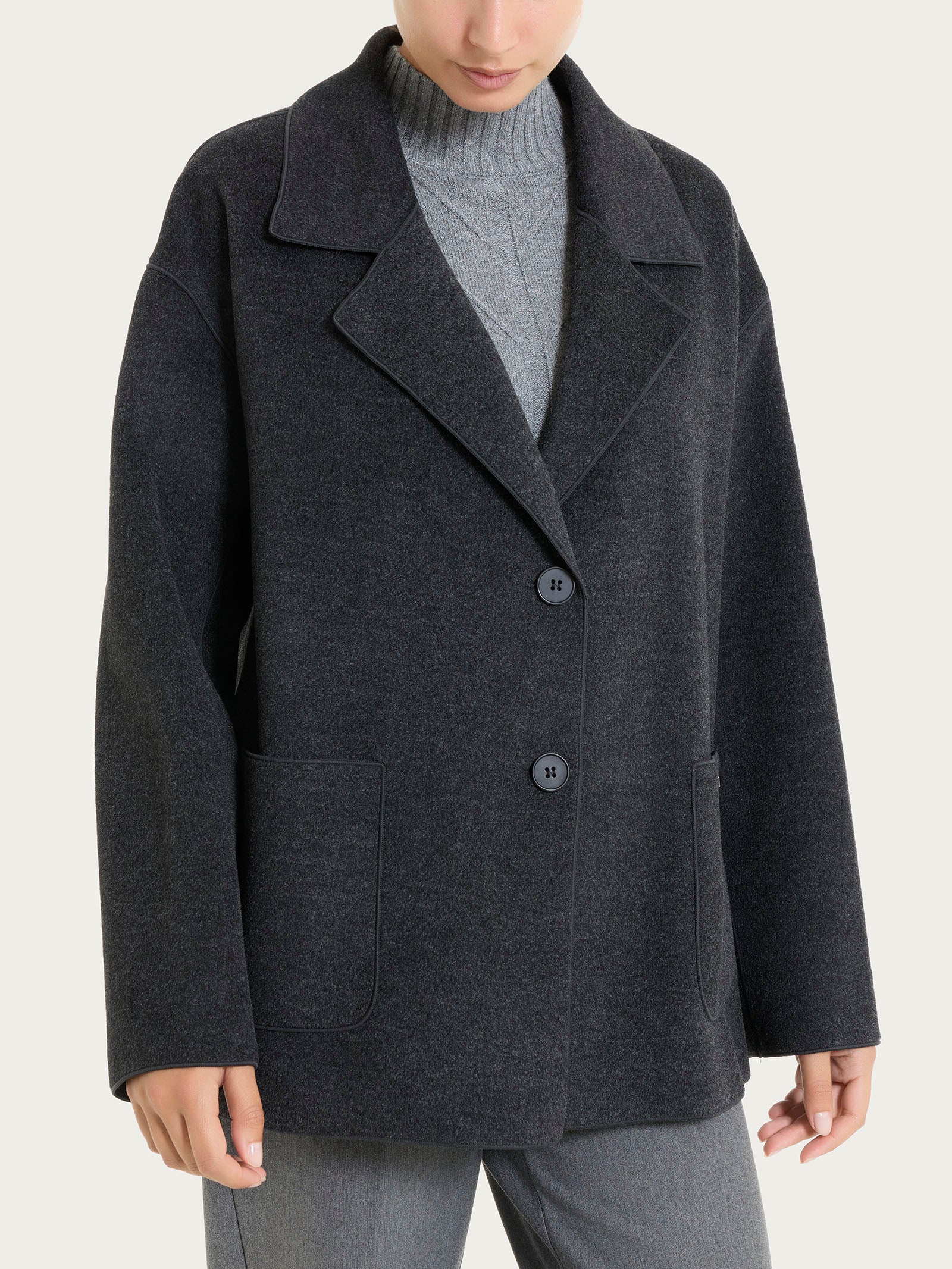 Ragno Vegan Wool Cappotto Caban Corto Oscuro Mel