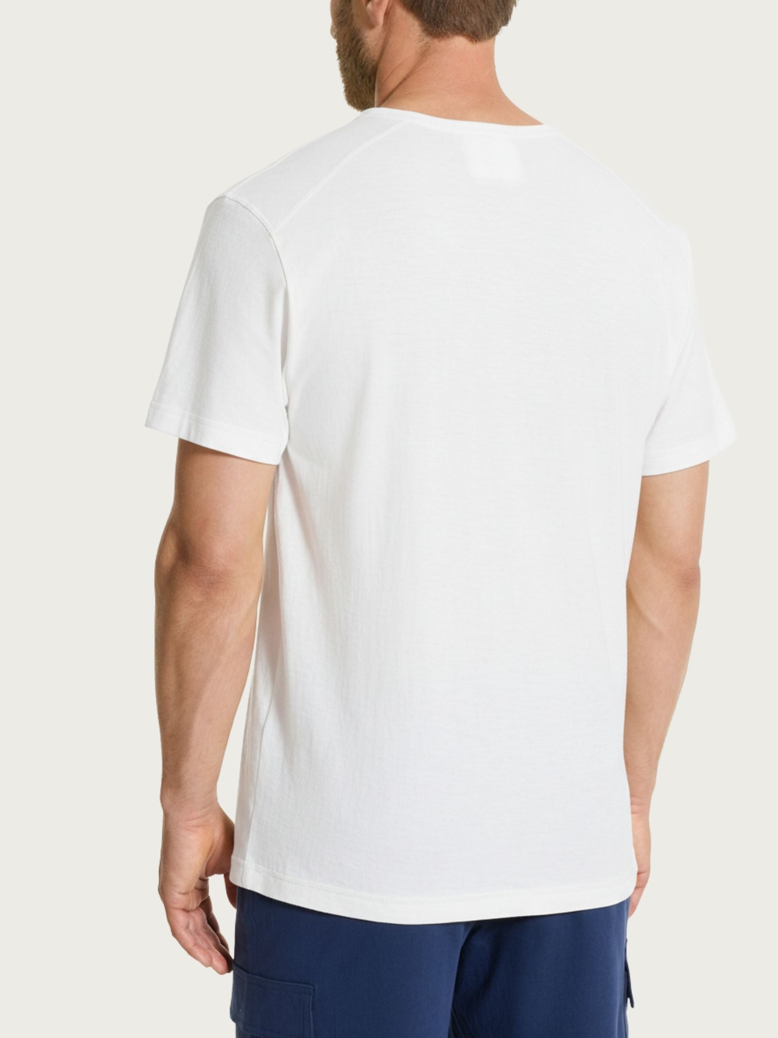 Ragno Beachwear T-shirt Scollo V Slub Cotone Bianco
