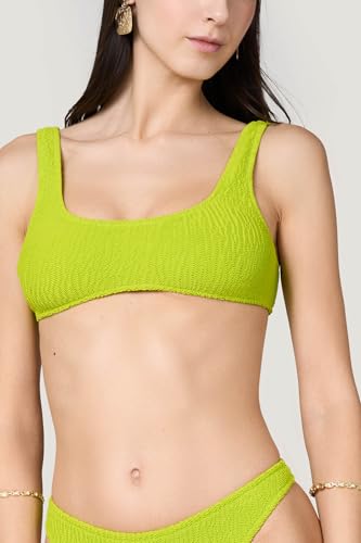 Goldenpoint Crinkle top bikini donna arricciato tinta unita fluo