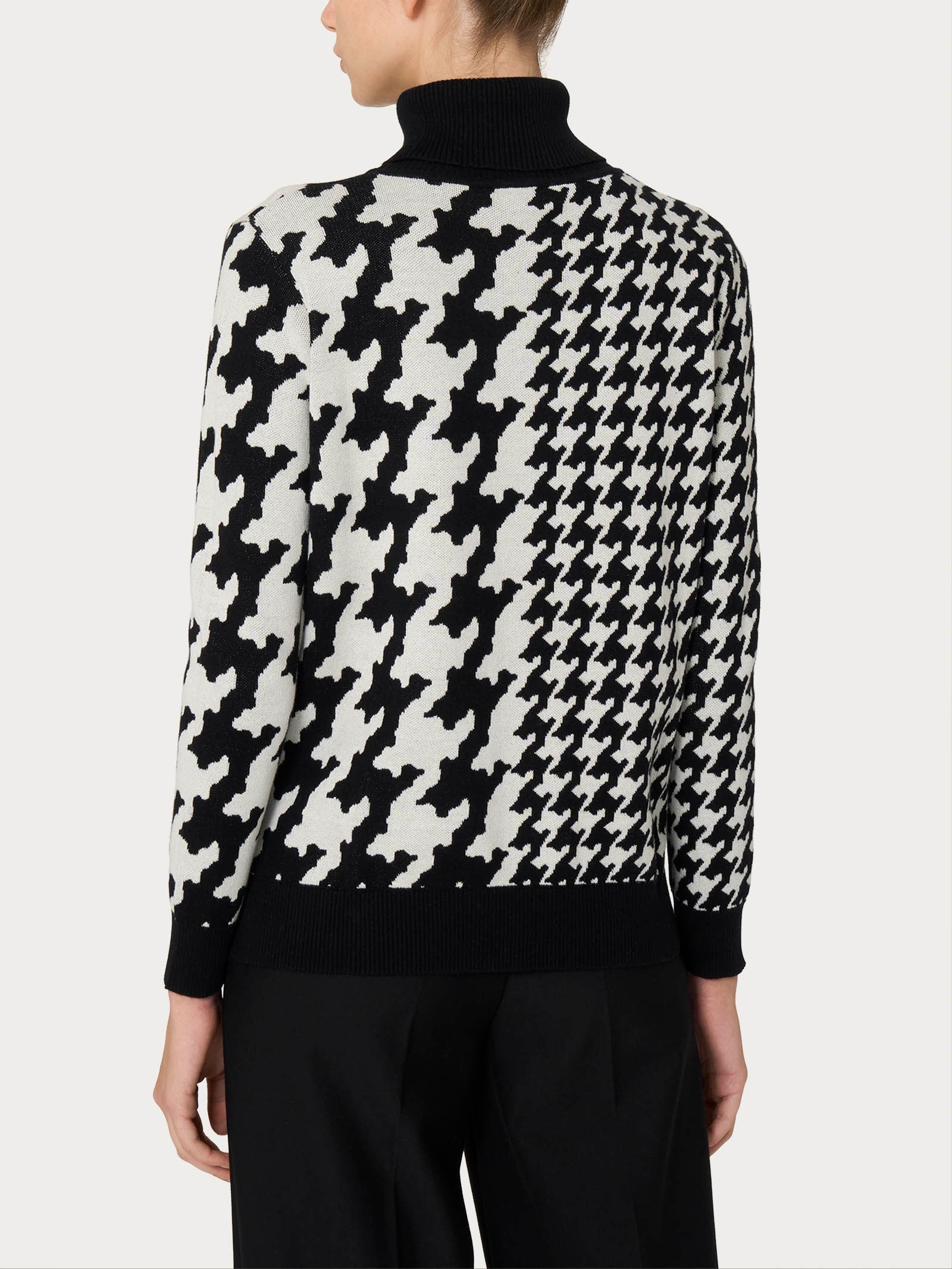 Ragno Winter Cotton dolcevita maglia cotone nero pied de poule