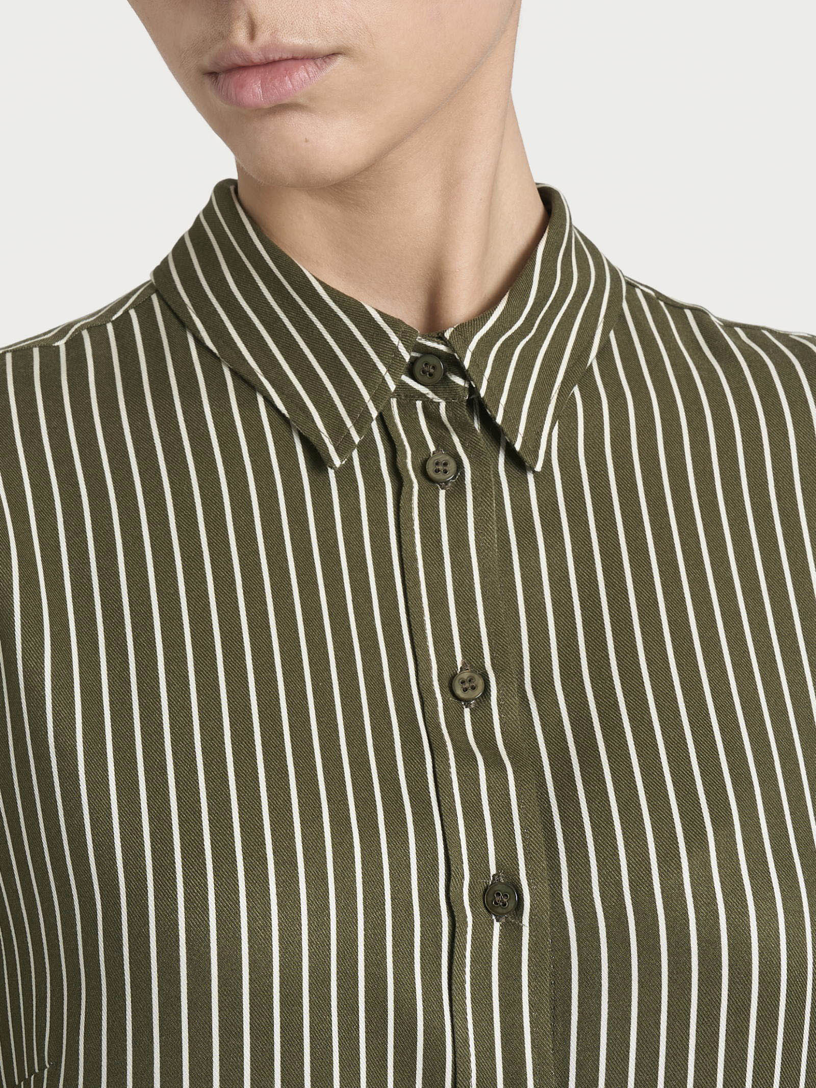 Ragno Winter EcoSeta righe camicia verde viscosa