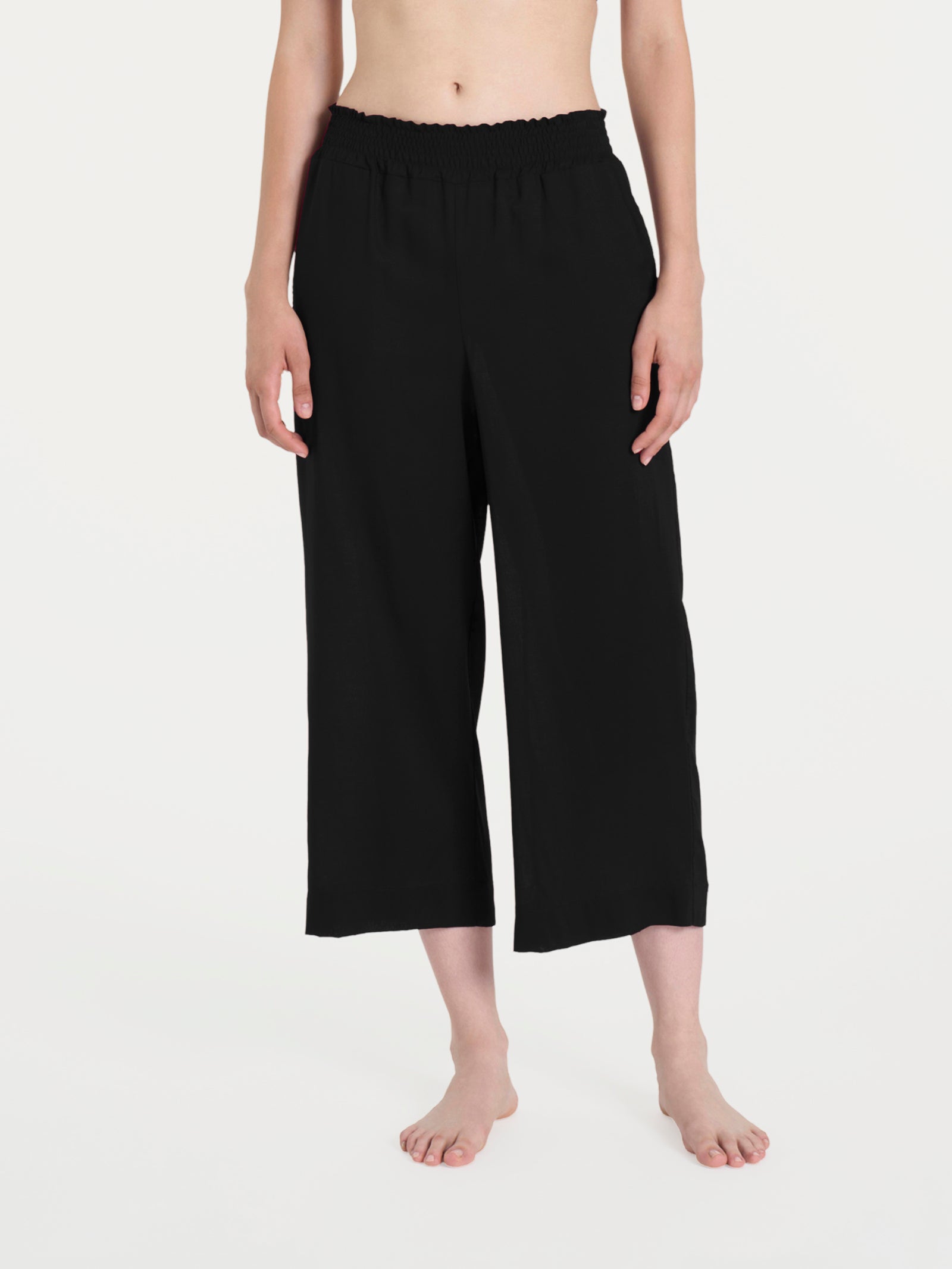 Ragno Ecoseta Pantalone Cropped Nero wide leg