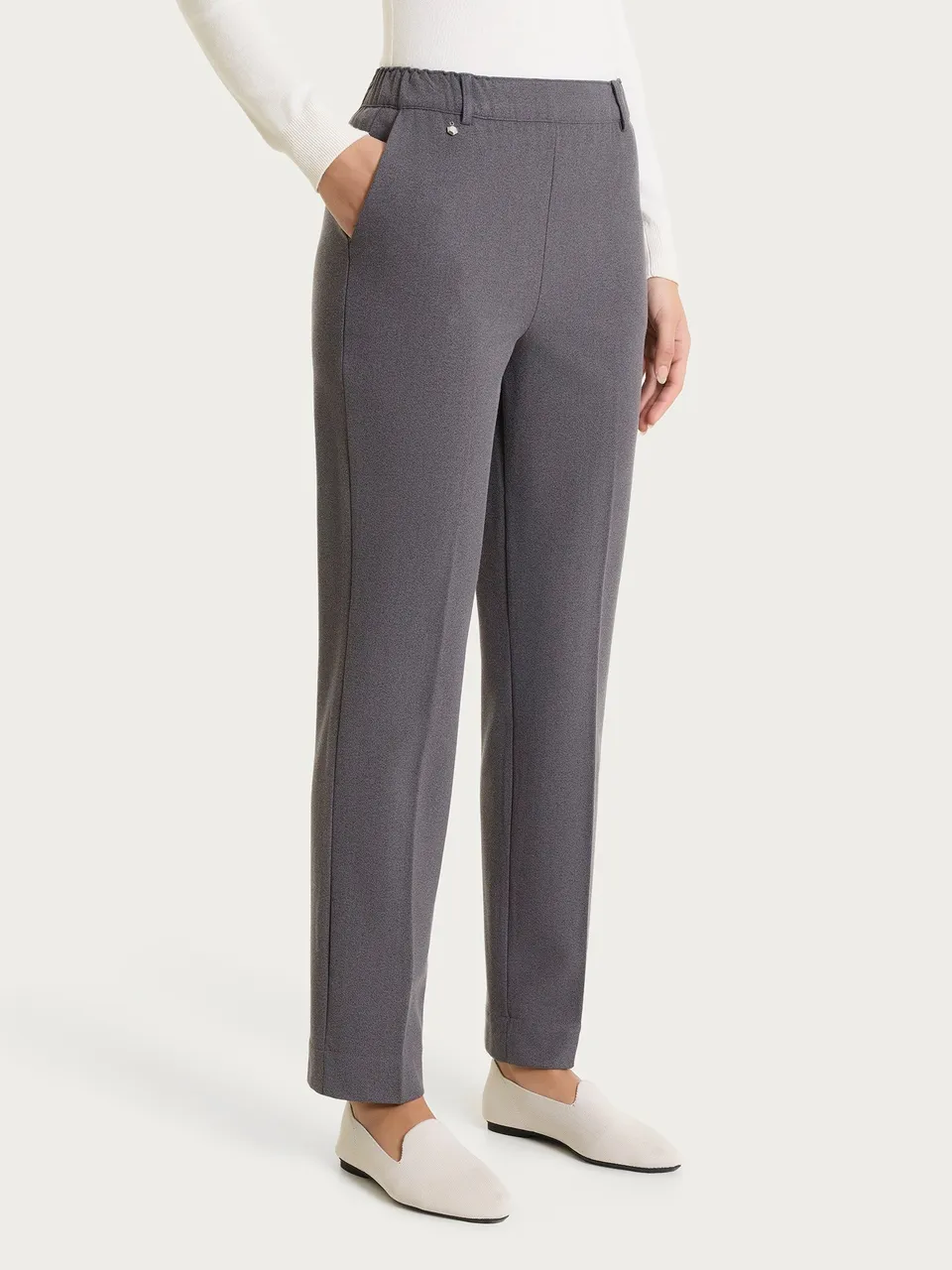 Ragno Pantalone Dritto Flannel Twill Ardesia Mel. Tasche