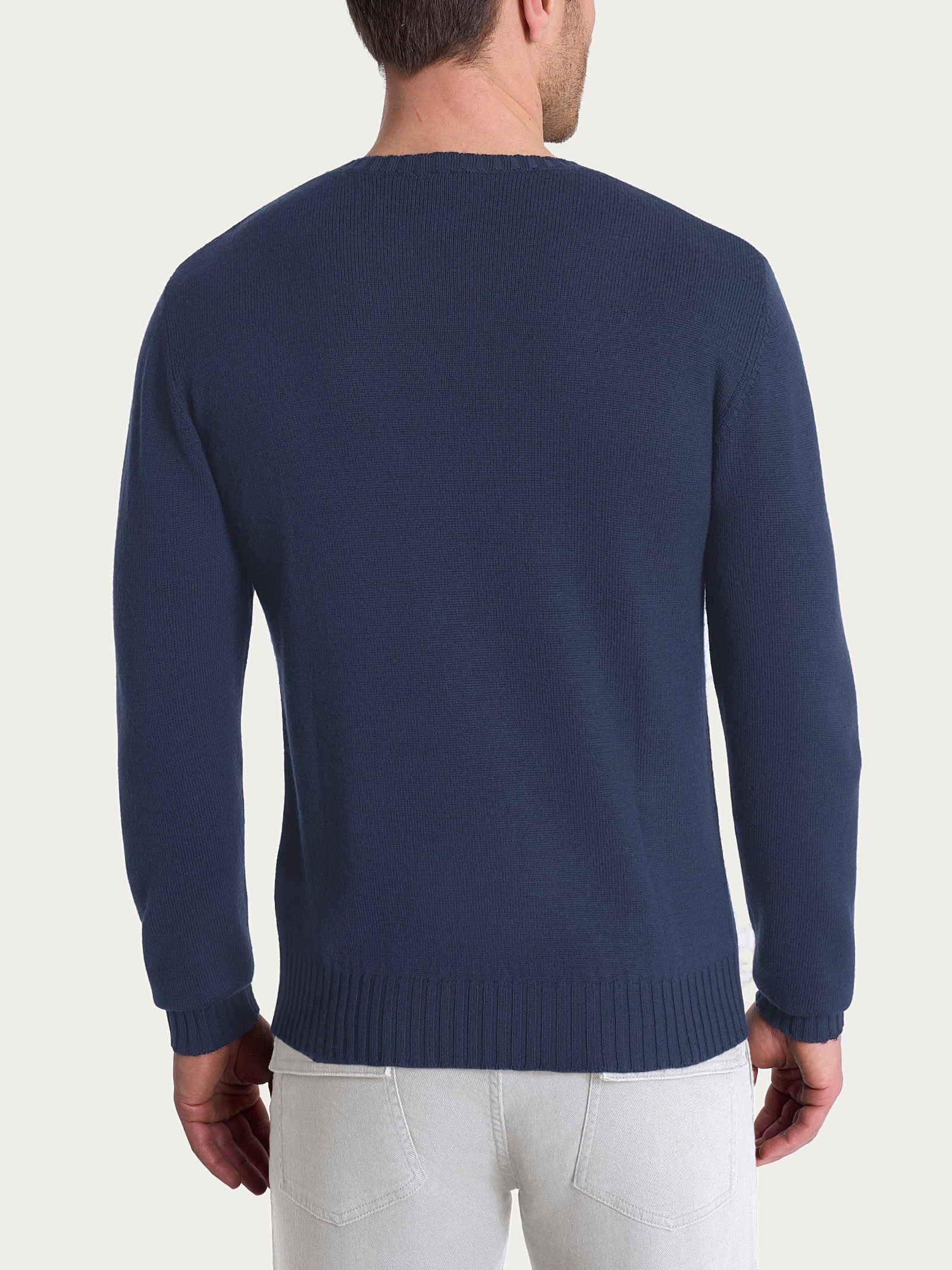 Ragno Merino Soft pull girocollo Indigo pura lana uomo