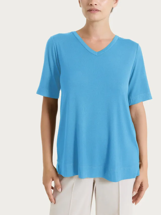Ragno Perfetta Maglietta scollo V Azure Blue viscosa