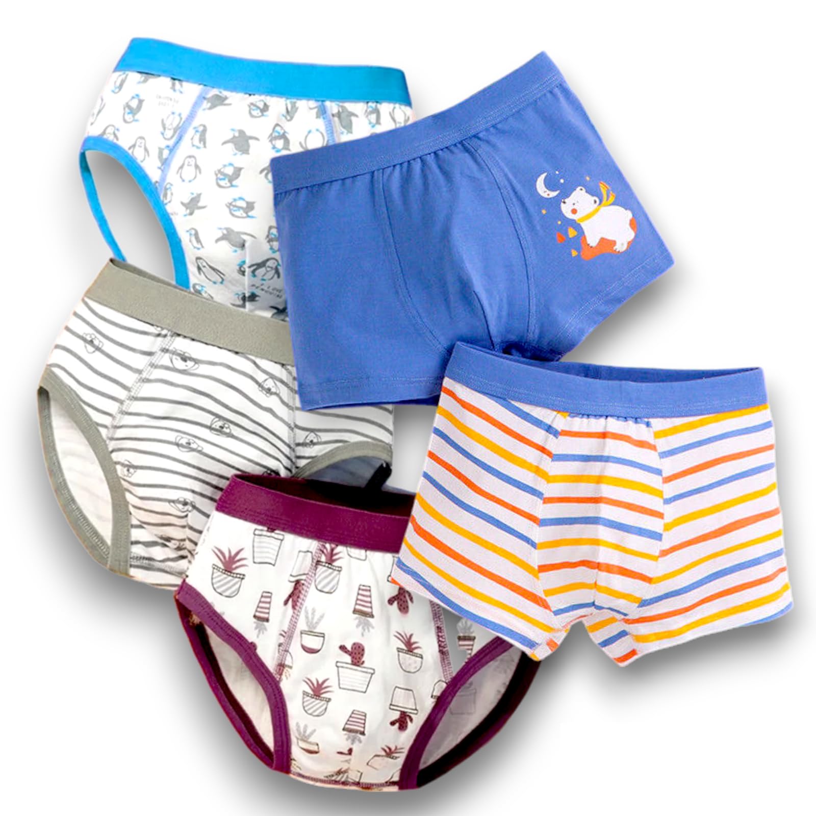 Lady C slip e boxer bimbo cotone 2 anni 5 pezzi fantasie colorate