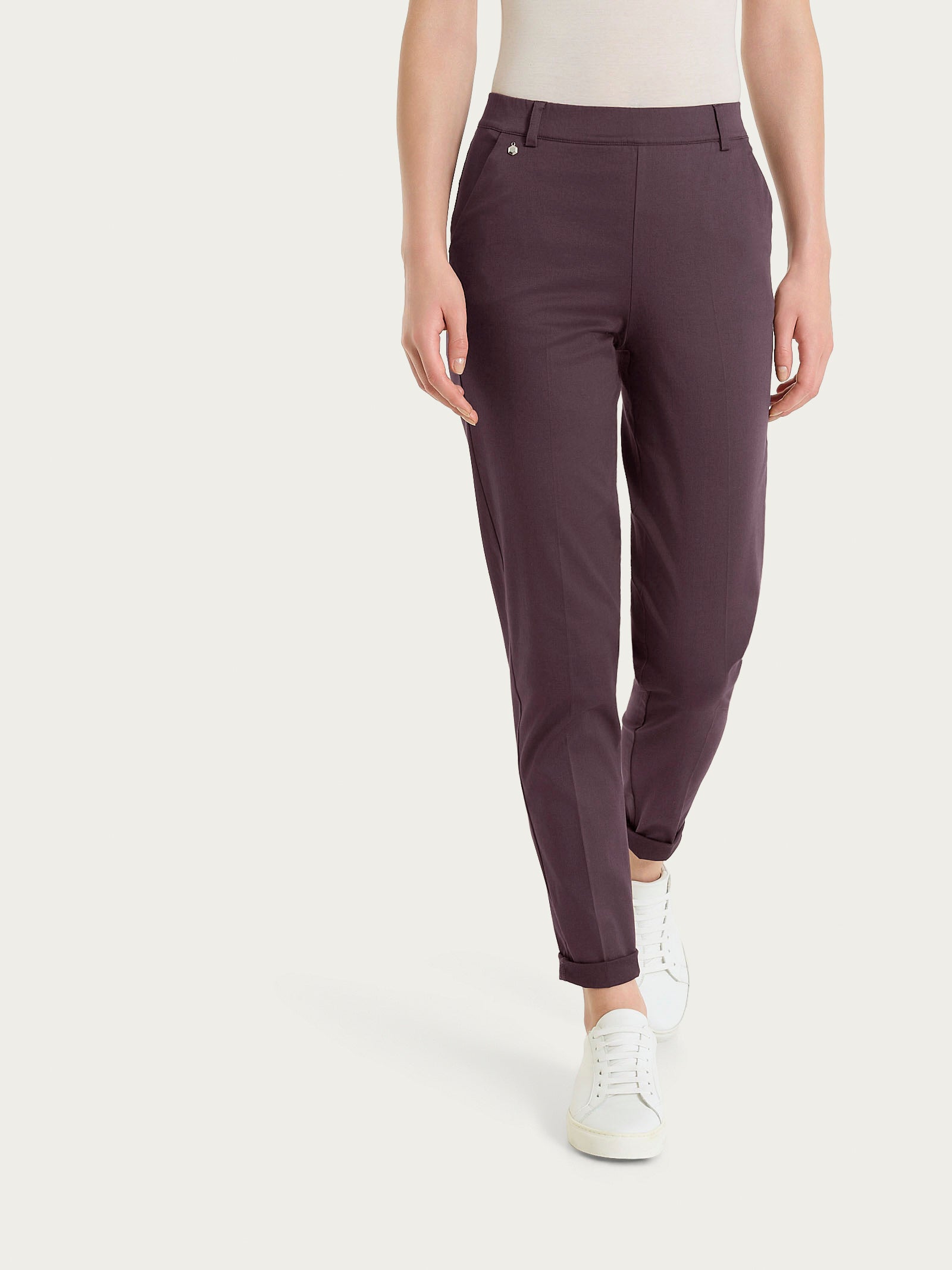 Ragno Satin Power Chino Slim Pantalone Raisin Viola