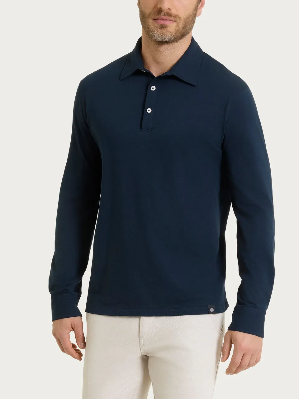 Ragno Ultralight Polo Bleu Uomo manica lunga cotone