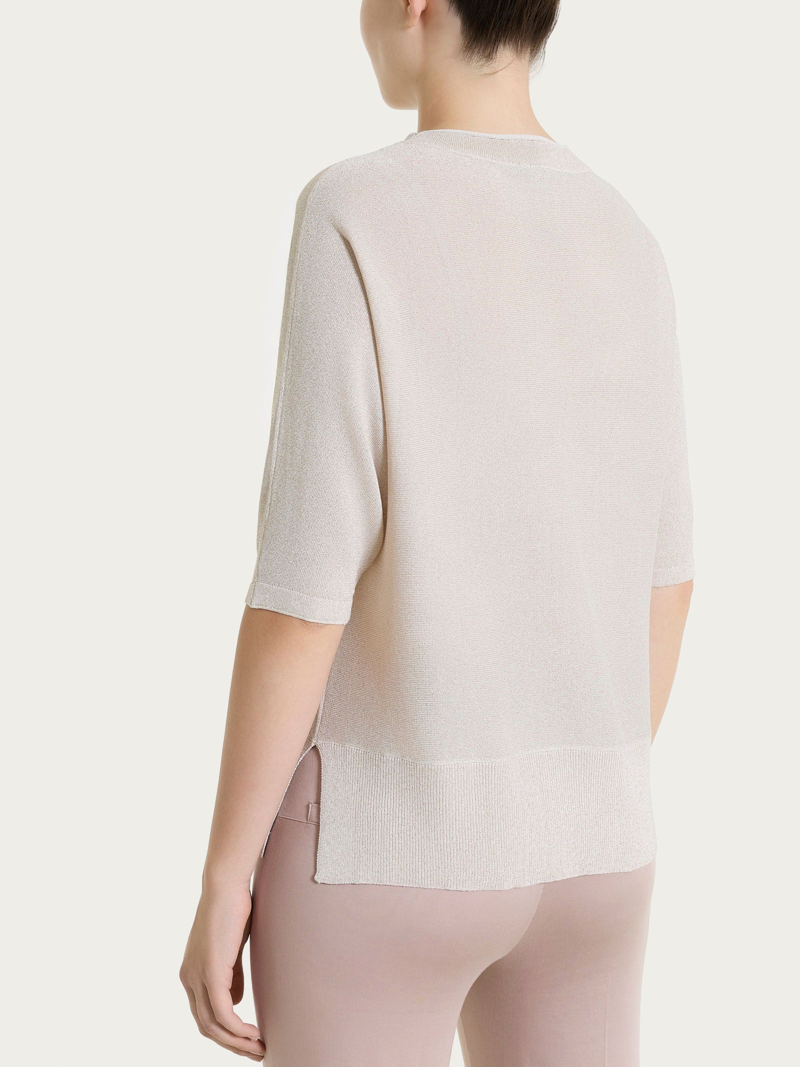 Ragno Maglia Manica Pipistrello Crepe Lurex Lilac Ash barchetta