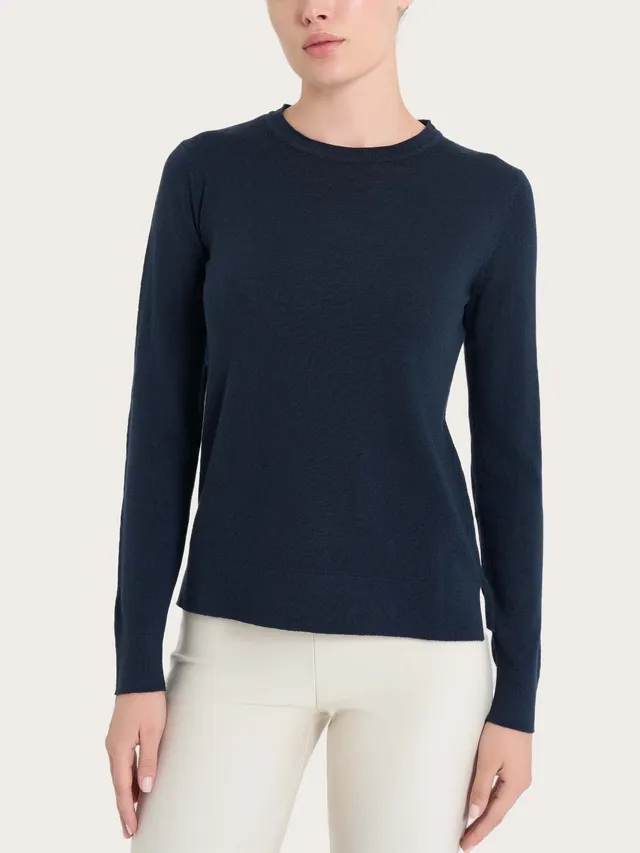 Ragno Merino Soft maglia girocollo Bleu pura lana regular