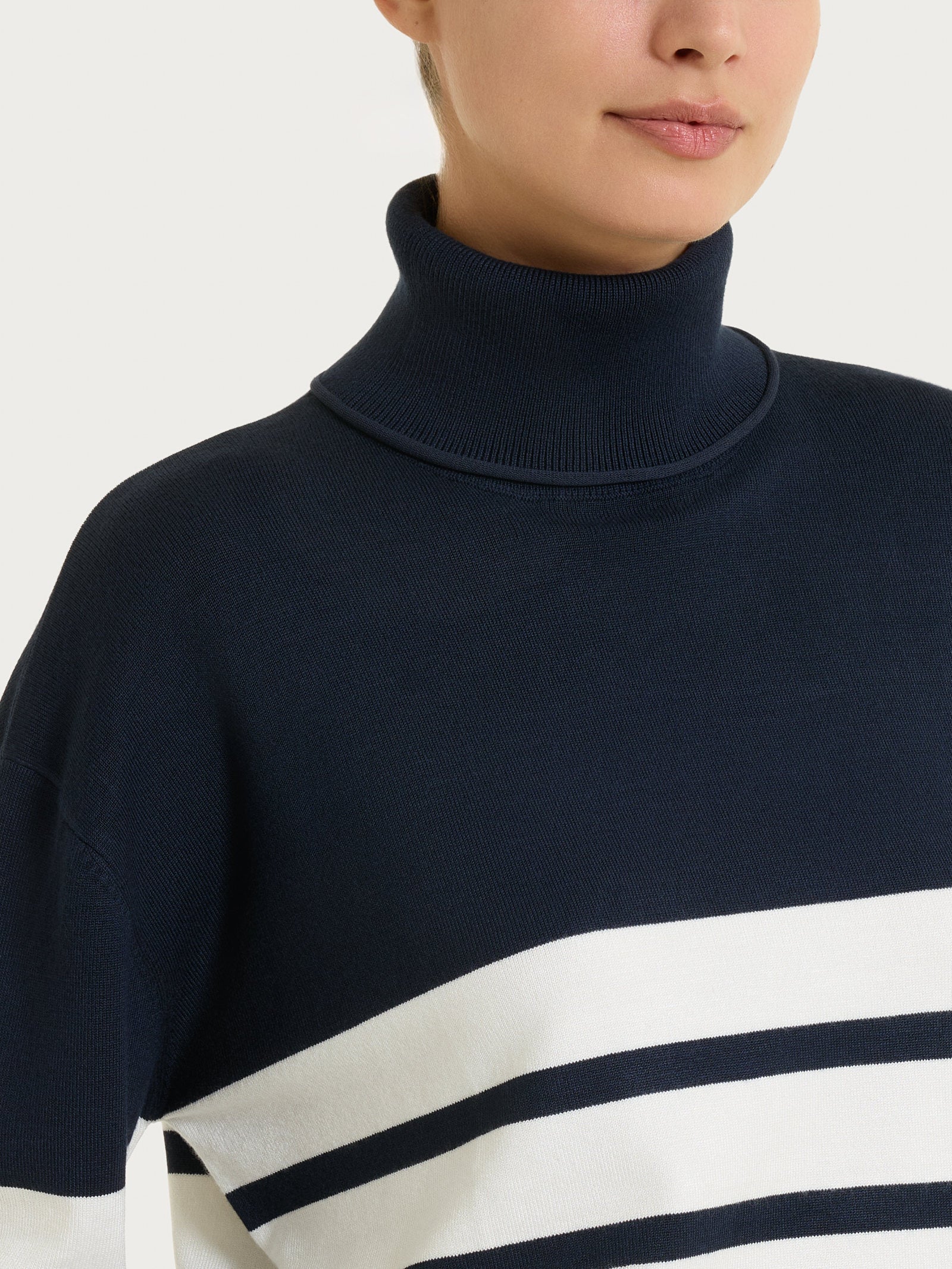 Ragno Four Seasons dolcevita righe Bleu elasticizzata