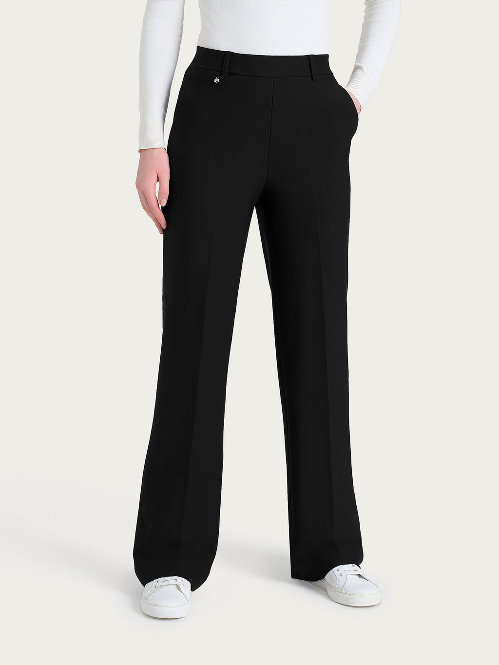 Ragno Compact pantaloni larghi donna neri tasche