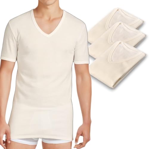 Lady C T-Shirt Intima Uomo Scollo V Lana e Cotone 3 Pezzi S